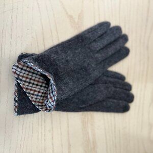 Winter Gloves Faux Cashmere Gray Plaid Cuff Touch Screen Smart